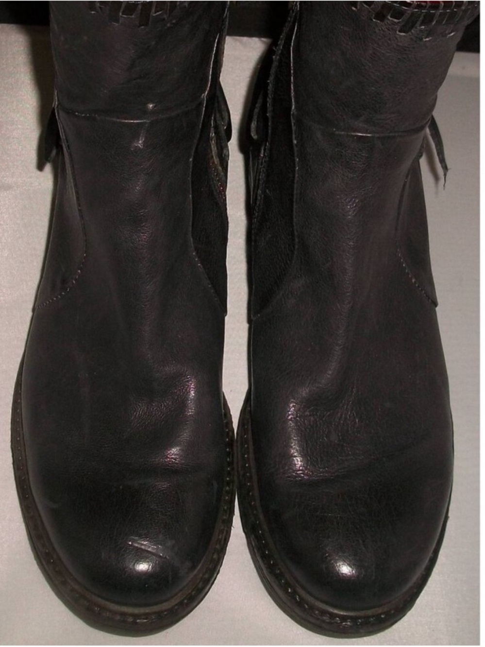 A.S.98 Black-Leather Moto-Style Harness Boots Handmade in Italy 42/10.5M $395